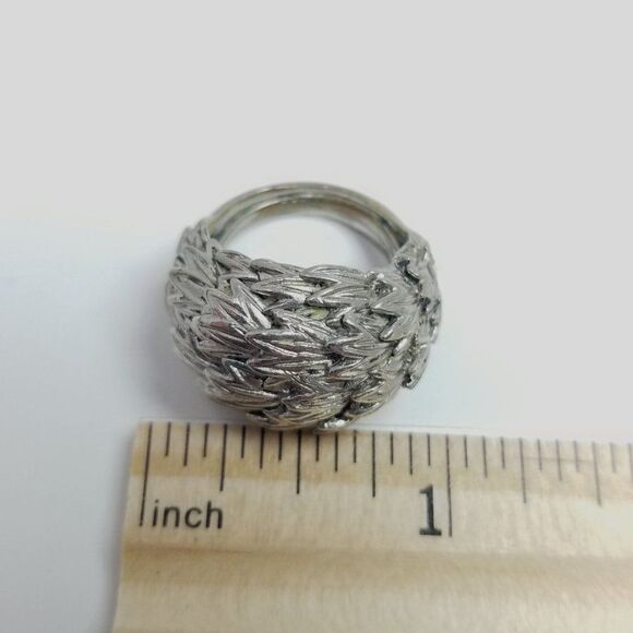 Vintage Textured Dome Ring, Silver Tone, Size 6, Fun Retro Design, Estate - Picture 4 of 6